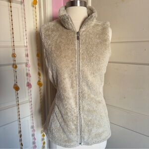Jason Maxwell Beige Sherpa Fleece Zip-Up Vest Size M